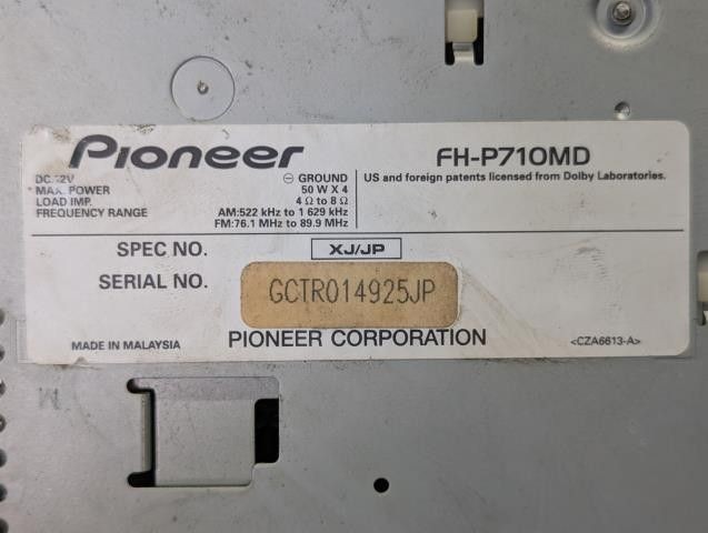 JUNK Pioneer Carrozzeria FH-P710MD 2DIN Deck Car Audio WMA MP3 DSP Color Black