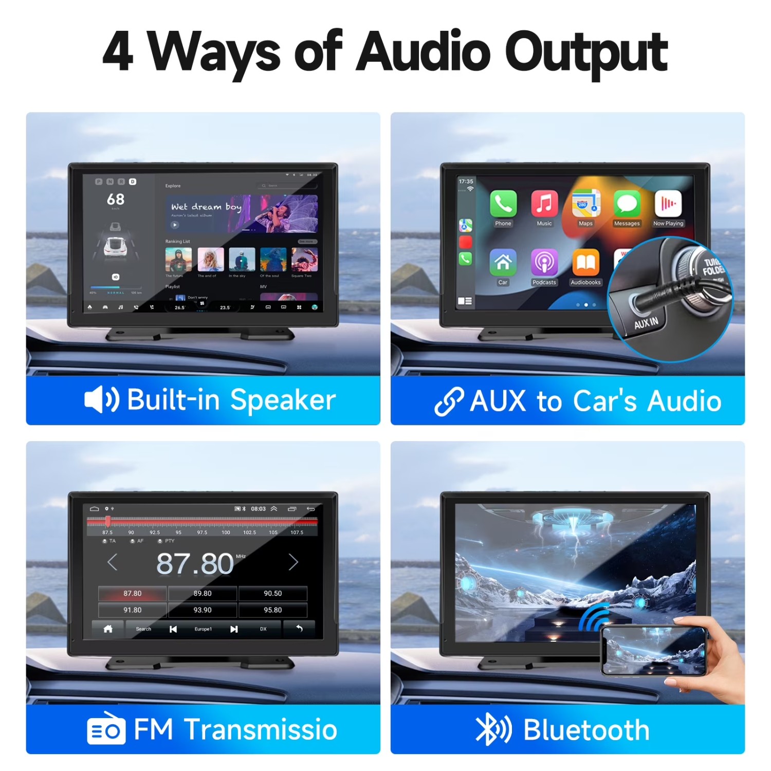 NOEARR 9″ Wireless Carplay Screen for Car with 4K Dash Cam