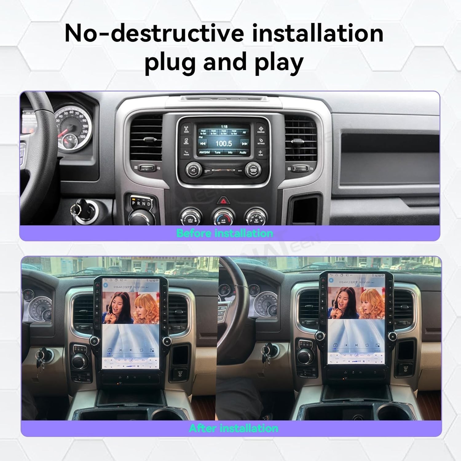 14.5″ For Dodge RAM 2013-2018 Car GPS Radio Navigation Stereo 8G+128GB Carplay