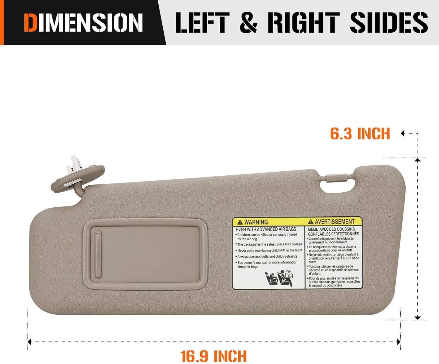 2008-13 Toyota Highlander Left & Right Beige Sun Visor w/ Light Driver/Passenger