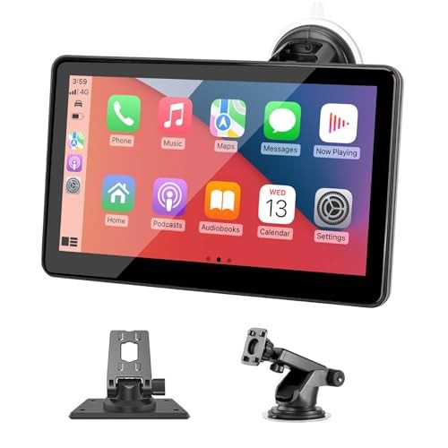 Portable Wireless CarPlay Screen for Car, 7″ HD Touch Screen for Car with