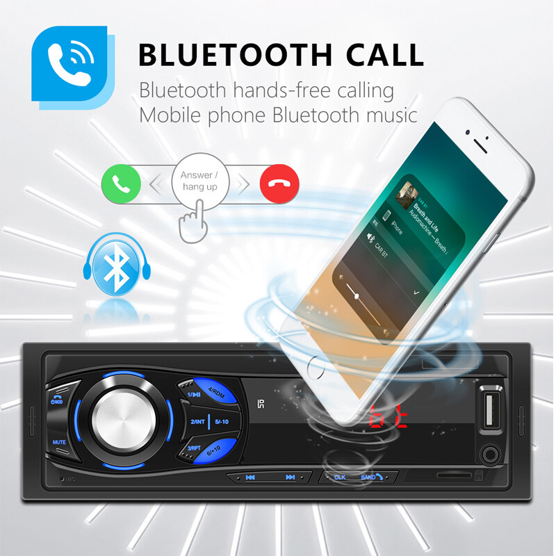Single 1 Din Audio Digital Car Radio FM Charging Bluetooth Player MP3 USB/AUX/TF