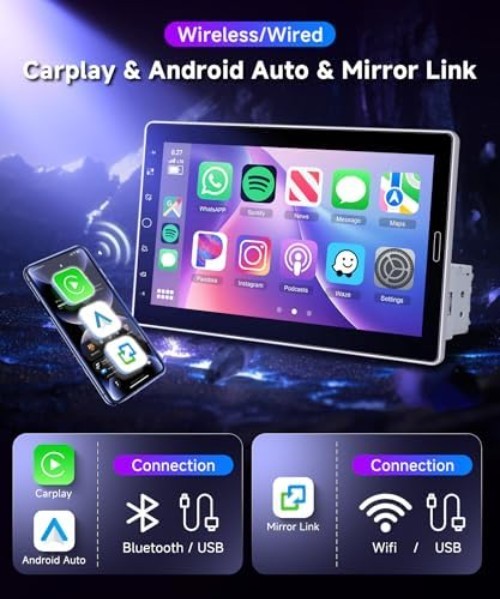 Versatile 10.1 Inch Car Stereo – Wireless CarPlay, EQ, and Video Playback