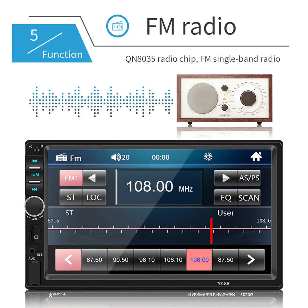 7 inch HD 2 Din Touch Screen Car Stereo MP5 Player Radio IOS Android USB/TF/AUX