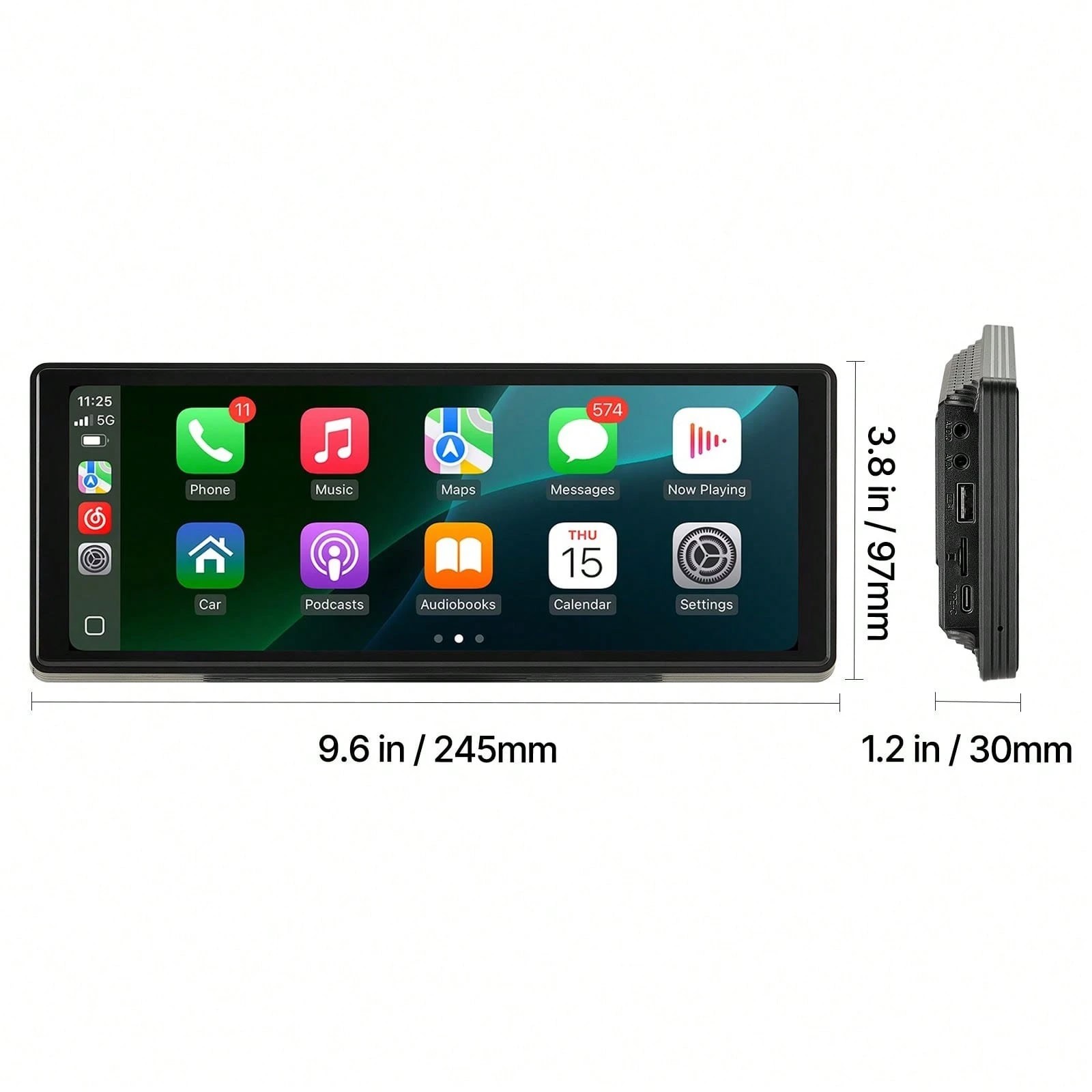 10 Inch Portable Wireless CarPlay Screen Android Auto Touchscreen GPS Stereo