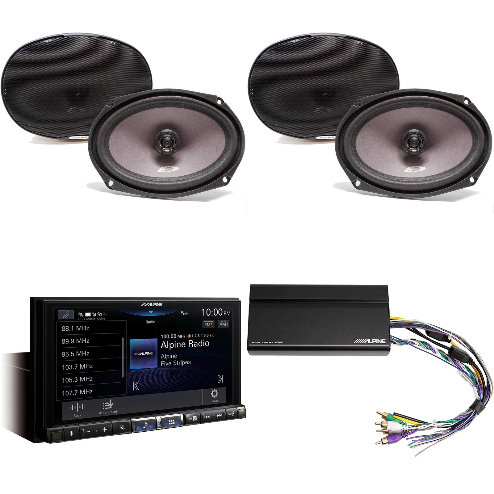 Alpine iLX-507 7″ CarPlay & Android Auto Receiver with 2 Pairs 6×9 Speakers
