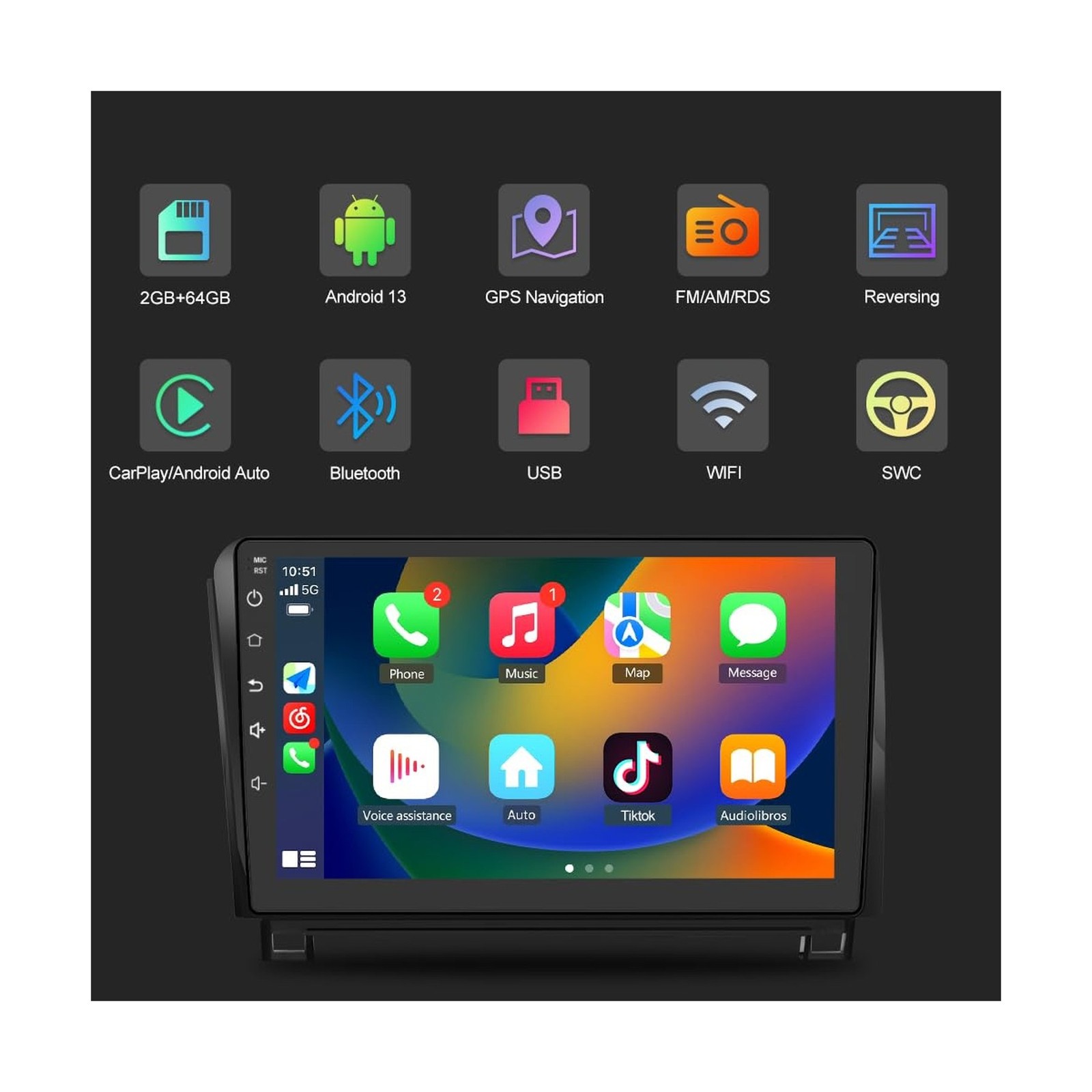 Android 13 Car Stereo for Toyota Tundra 2007-2013 Sequoia 2008-2018, 10.1 inc…