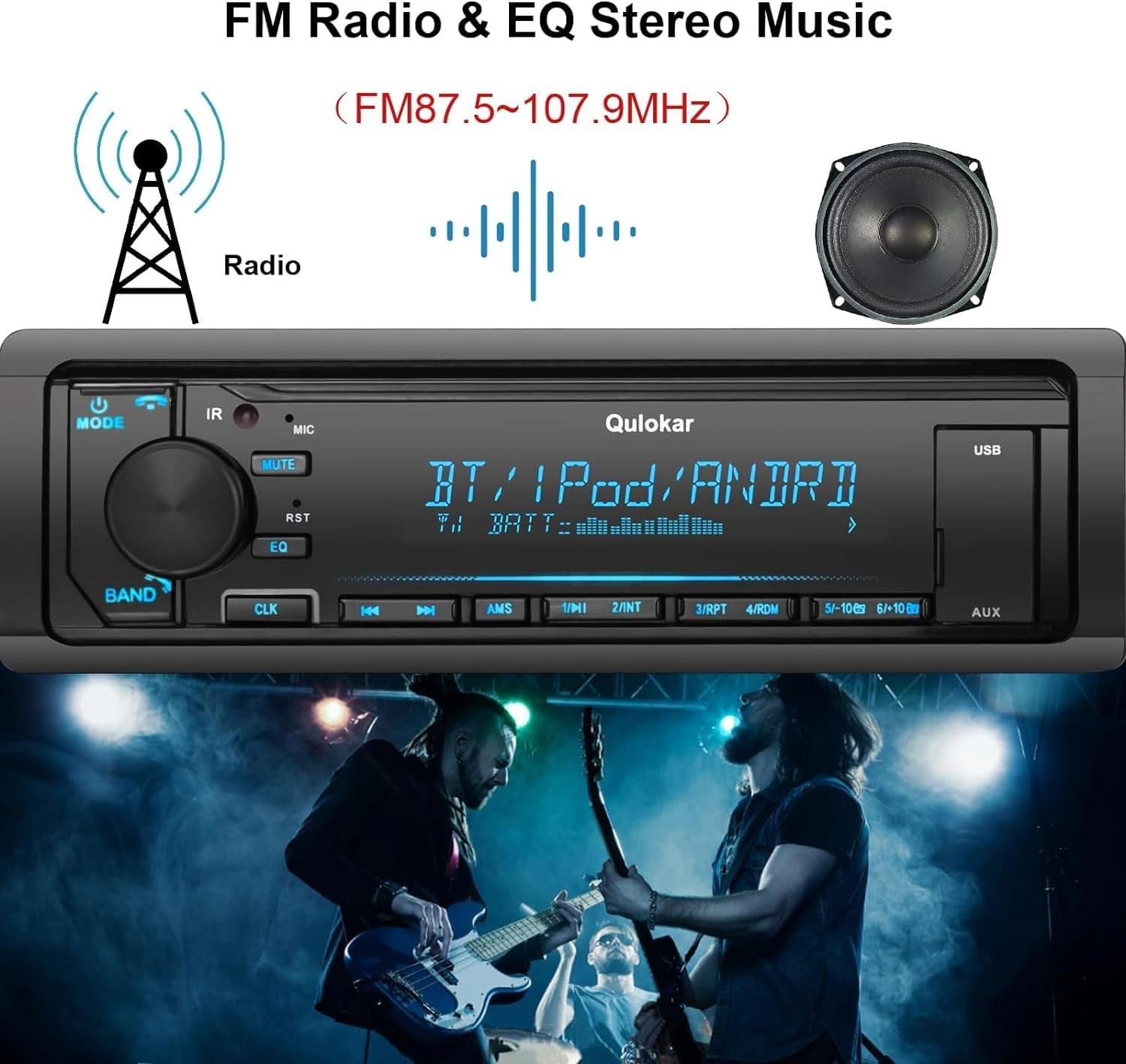Single DIN Multimedia Car Stereo Radio,7 Character LCD,Bluetooth with Hands F…