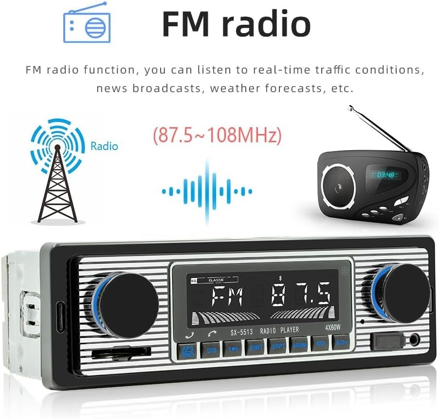 Classic 7-Inch Bluetooth Car Audio Receiver – Voice Control & USB/AUX Support