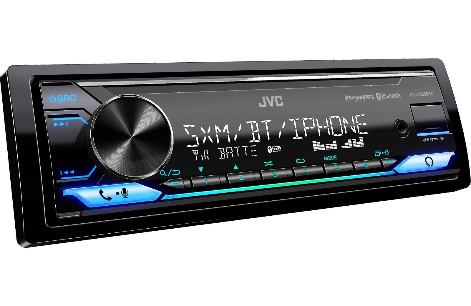 JVC KD-X380BTS Bluetooth Media Player Android iPhone Alexa XM AM FM USB Aux 4v