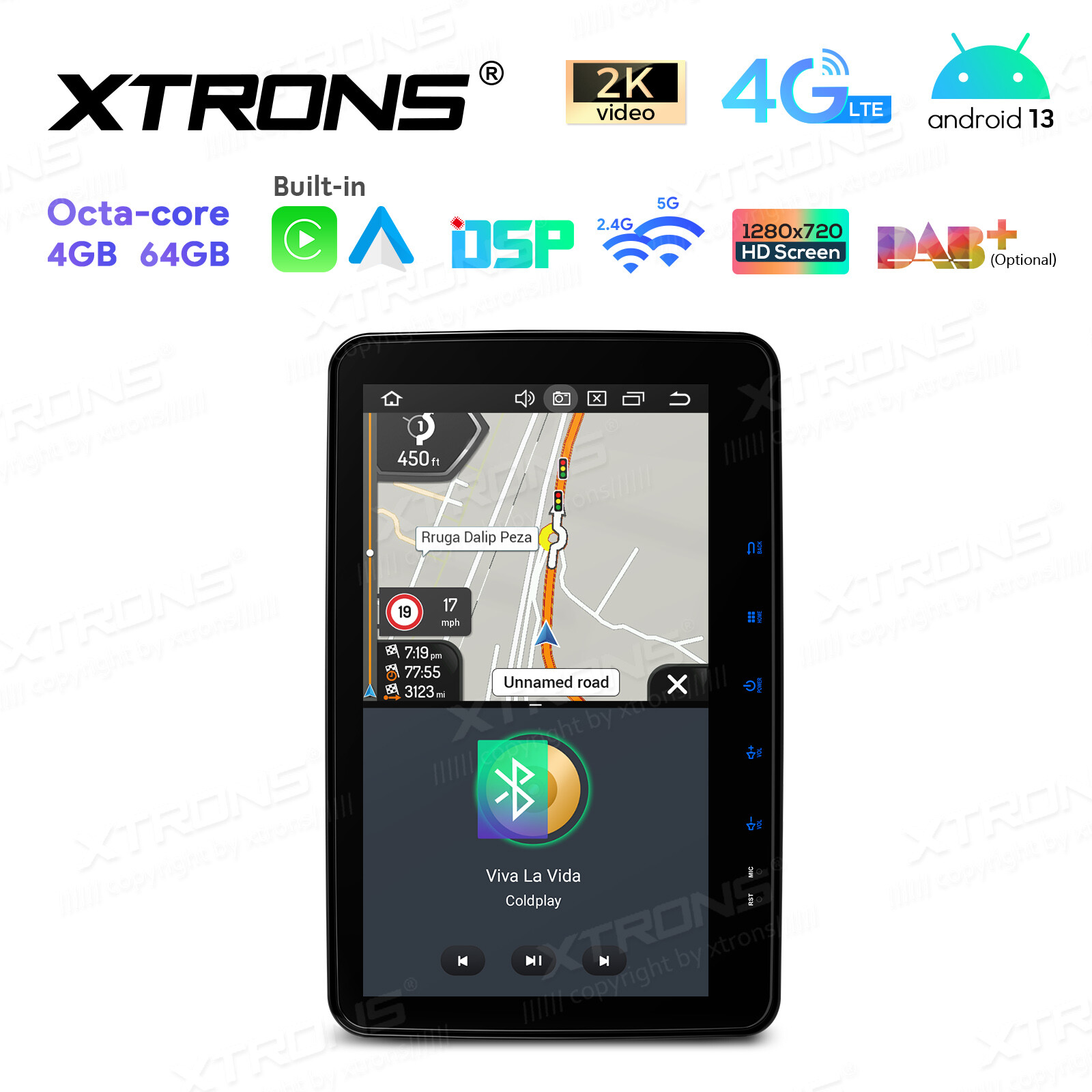 10.1″ Rotatable Double Din Car Stereo GPS Radio Android 13 8Core 4+64GB Car Play