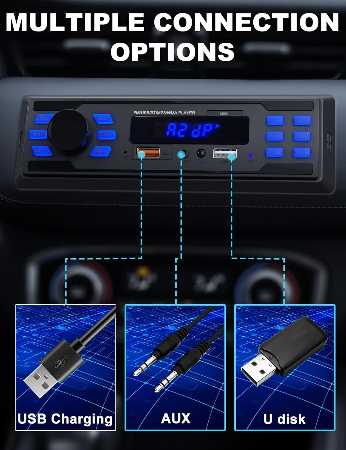 High-Power Single DIN Bluetooth Car Stereo with Remote & Immersive Sound Quality