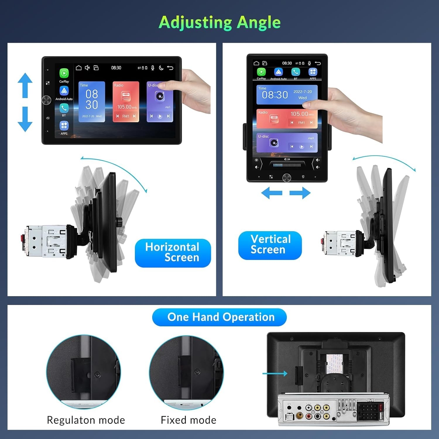 10.4″ Rotatable Touchscreen with HD Backup Camera and Subwoofer Support