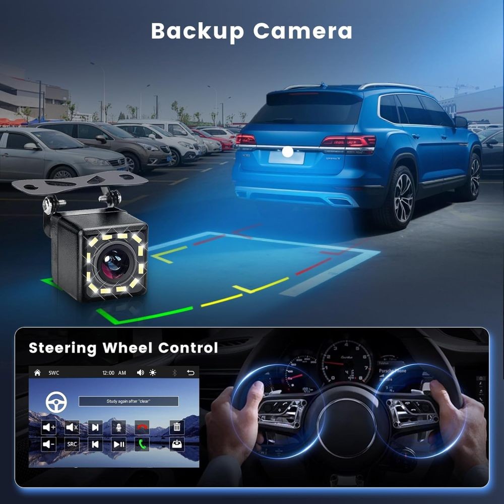 Double Din Apple Carplay Android Auto 7″ Car Stereo Radio Bluetooth Touch Screen
