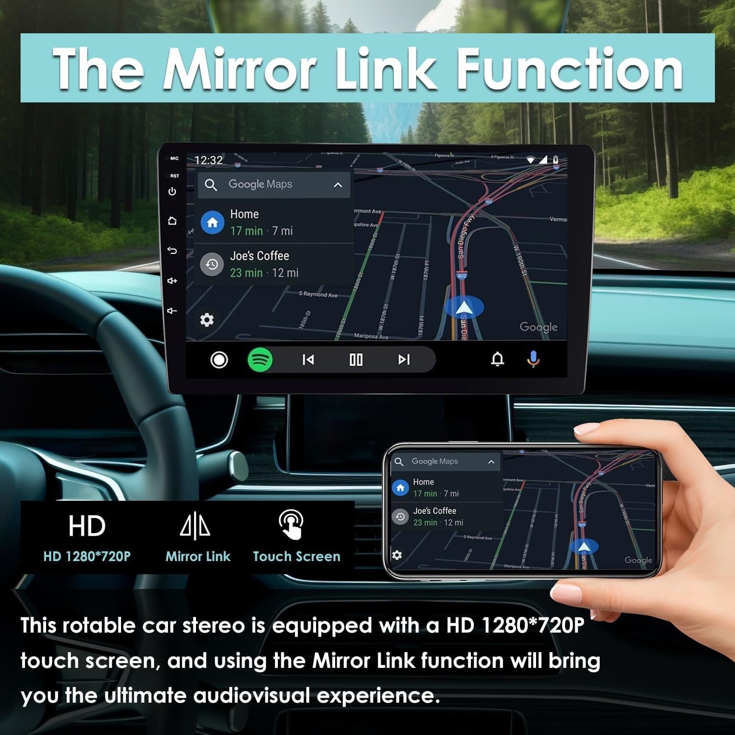 Double Din Car Stereo with Wireless CarPlay & Android Auto, 9 Inch Android Ca…