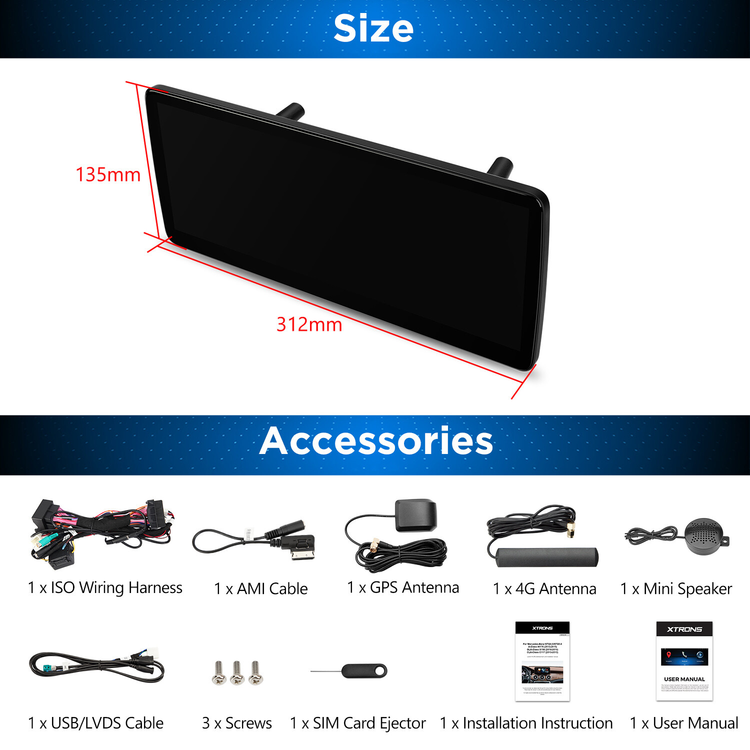 12.3″ Android 13 8-Core Car Stereo GPS Retrofit For Benz GLK-Class X204 2008-12