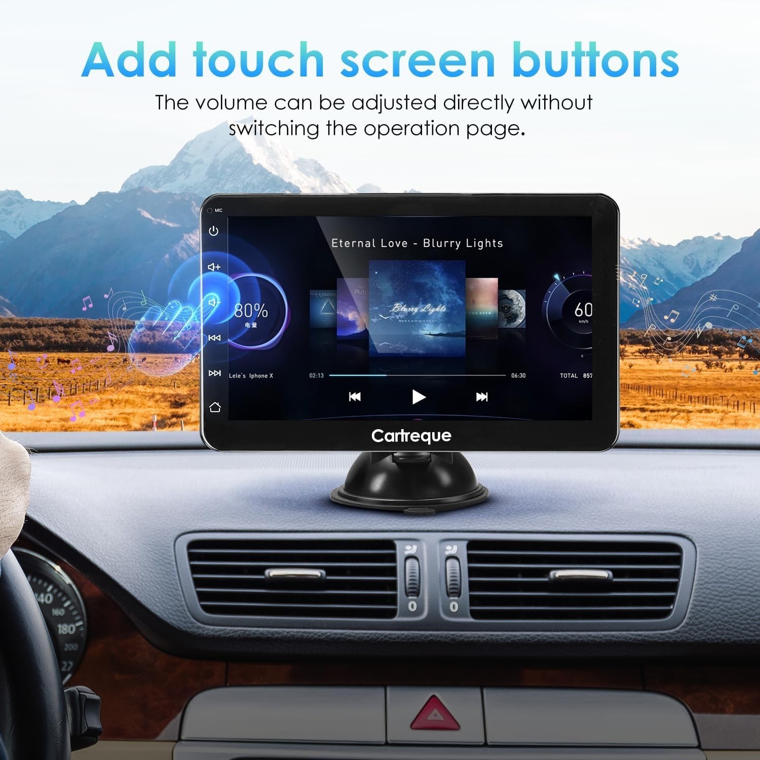 Portable Wireless Carplay Car Stereo, 7 Inch Touchscreen with Apple Carplay and