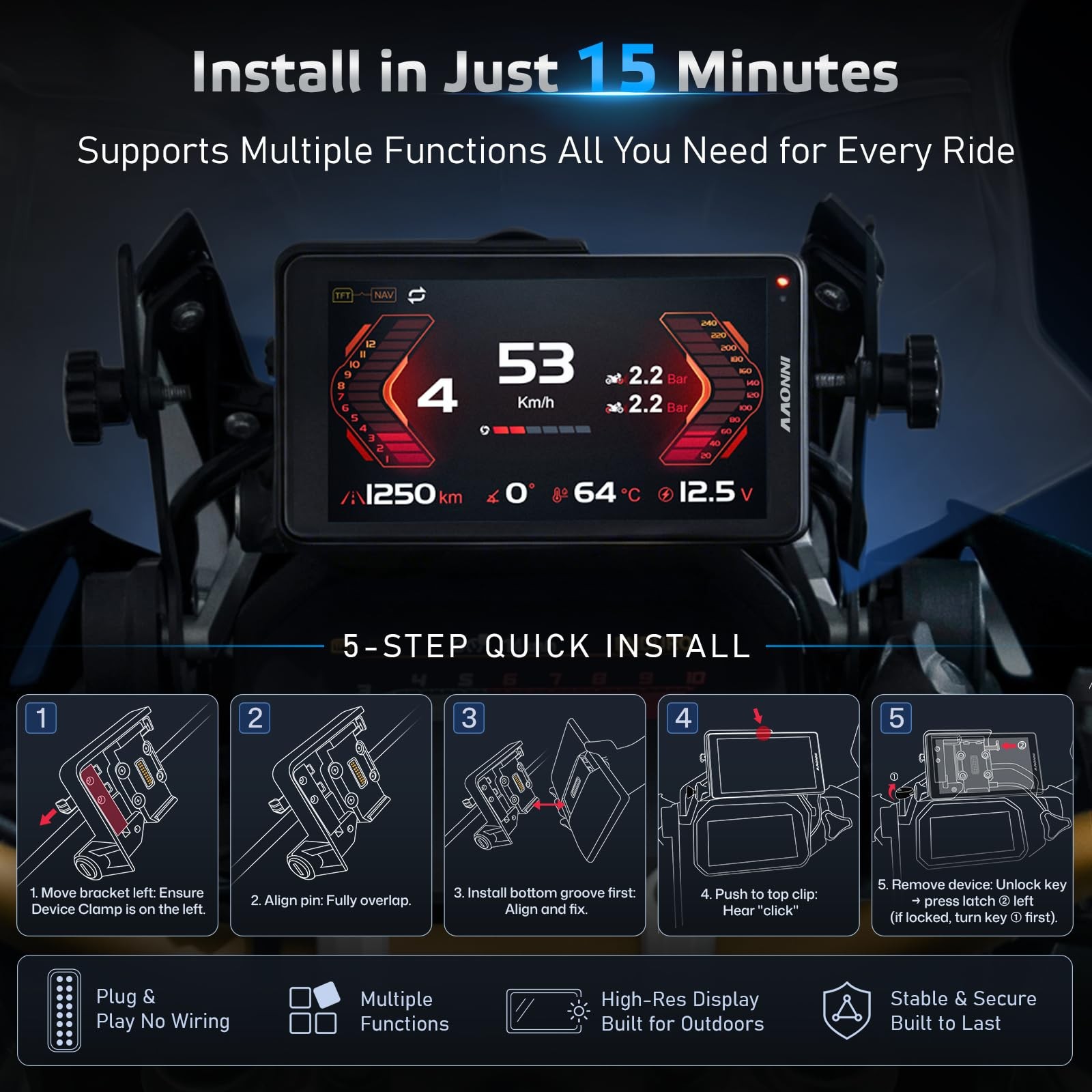 INNOVV N2 for BMW Motorcycle Wireless CarPlay & Android Auto, 6.5″ Touch Scre…