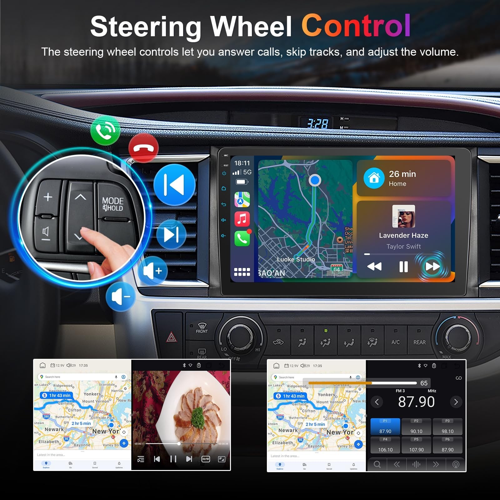 [8core 4+64G] 10.2” Car Radio Stereo for Toyota Highlander 2014-2019 CarPlay…