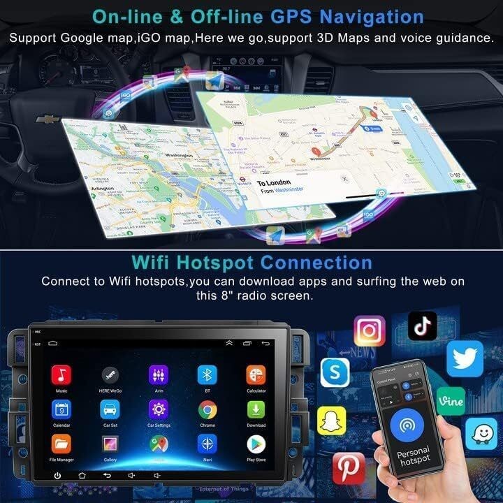 Radio Carplay For 2009-2012 GMC GPS Navi Back Camera Backup Cam FM RDS