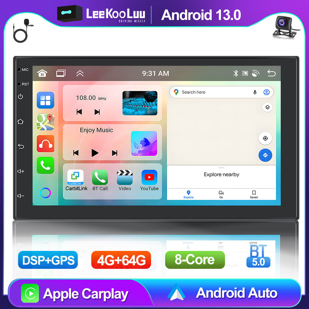 7″ Android 13 Carplay Double 2 Din Car Stereo Radio 4G+64G 8 Core GPS DSP Camera