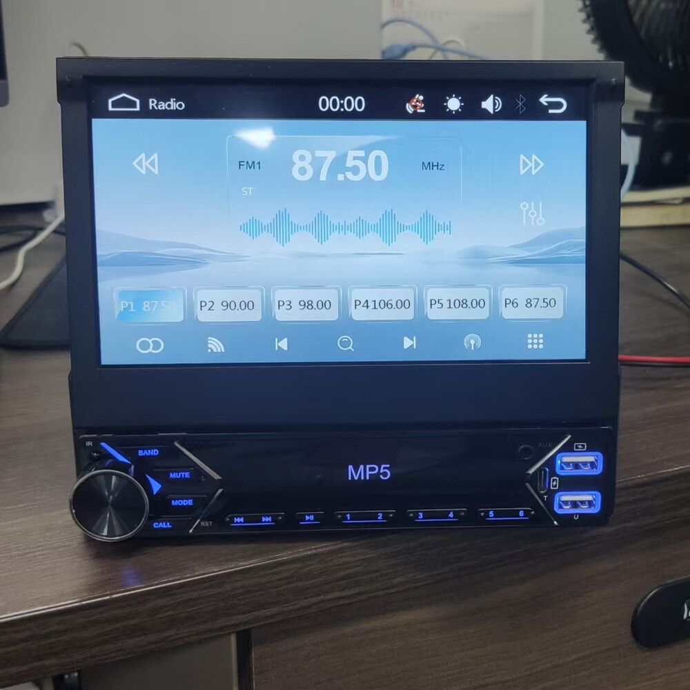 7″ Single 1 DIN Flip out Touch Screen Car Stereo Bluetooth Mirror Link FM Radio