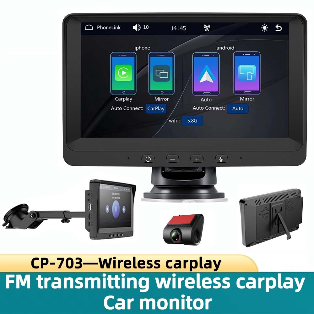 Portable 7″ Wireless Apple Carplay IPS Touch Screen Bluetooth Car Stereo Radio