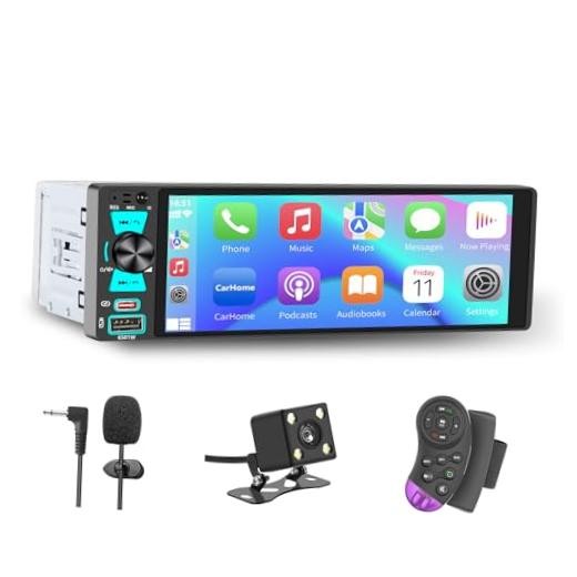 Single Din Radio, 6.5 Inch Touchscreen Car Stereo with Bluetooth Wireless Black