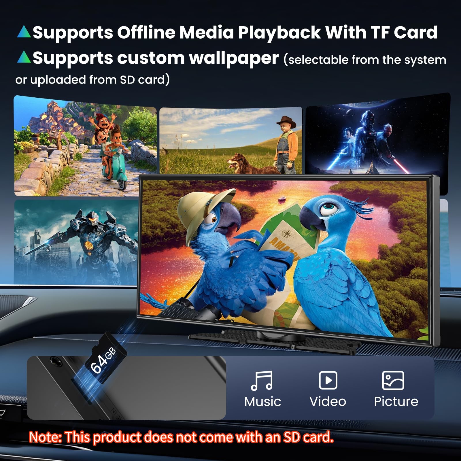 Largest 11.5 inch Wireless CarPlay Screen for Car,Built-in N-etflix/YouTube/T…