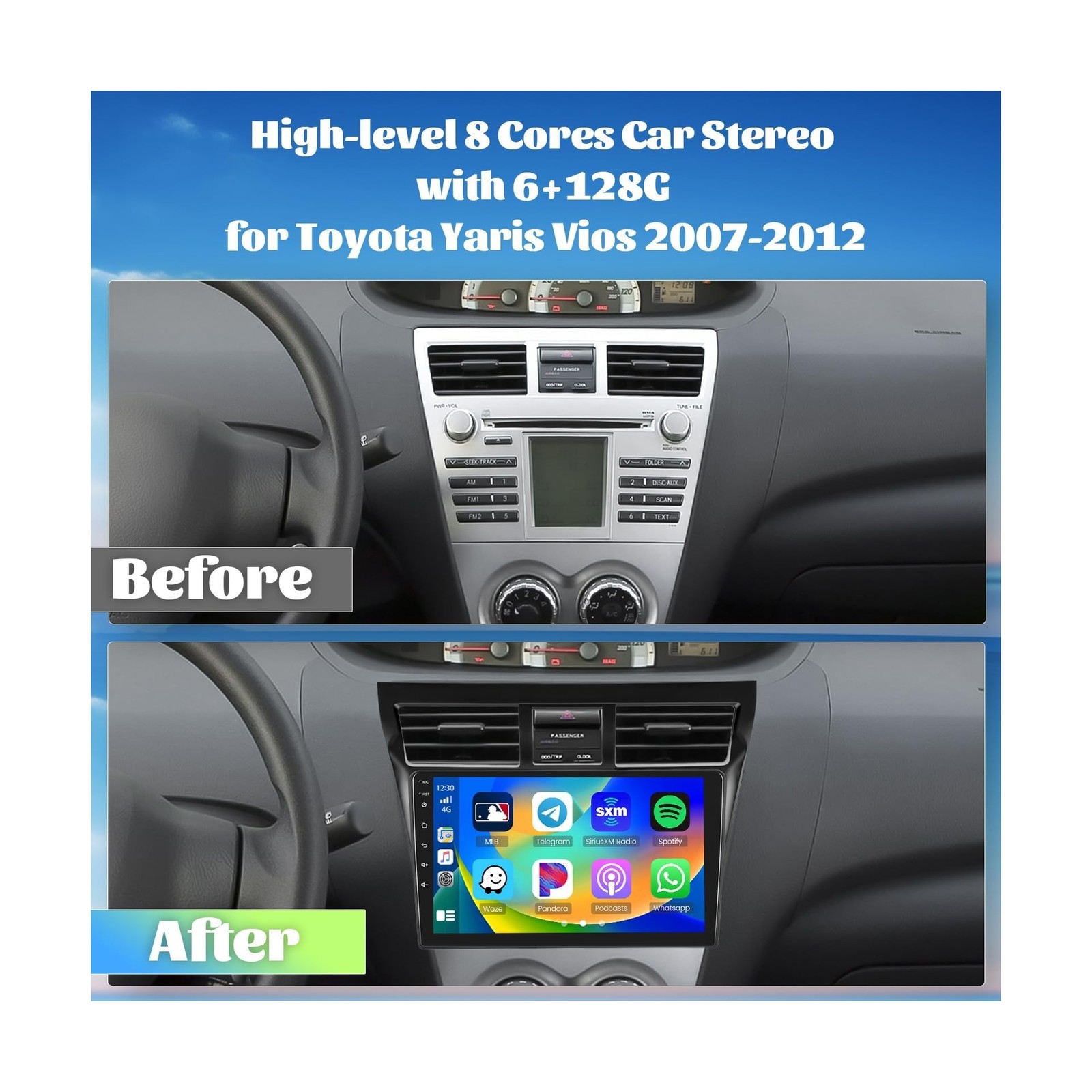 [8 Core 6G+128G] Android Radio for Toyota Yaris Vios 2007-2012 with Wireless …
