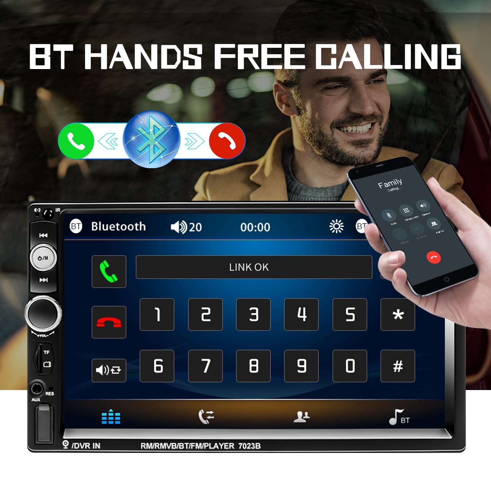 Double Din Car Stereo 7″ Touch Screen 2 Din Car Radio with Bluetooth FM, MP5 …