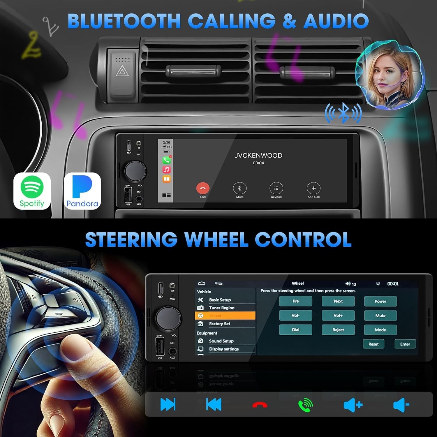 Single Din 6.5 Inch Touchscreen Stereo with Apple CarPlay & GPS for Classic Cars