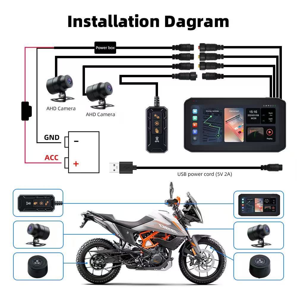 WHIXO Android Wireless Carplay Auto Moto Stereo with HD Display IPS Touchscreen