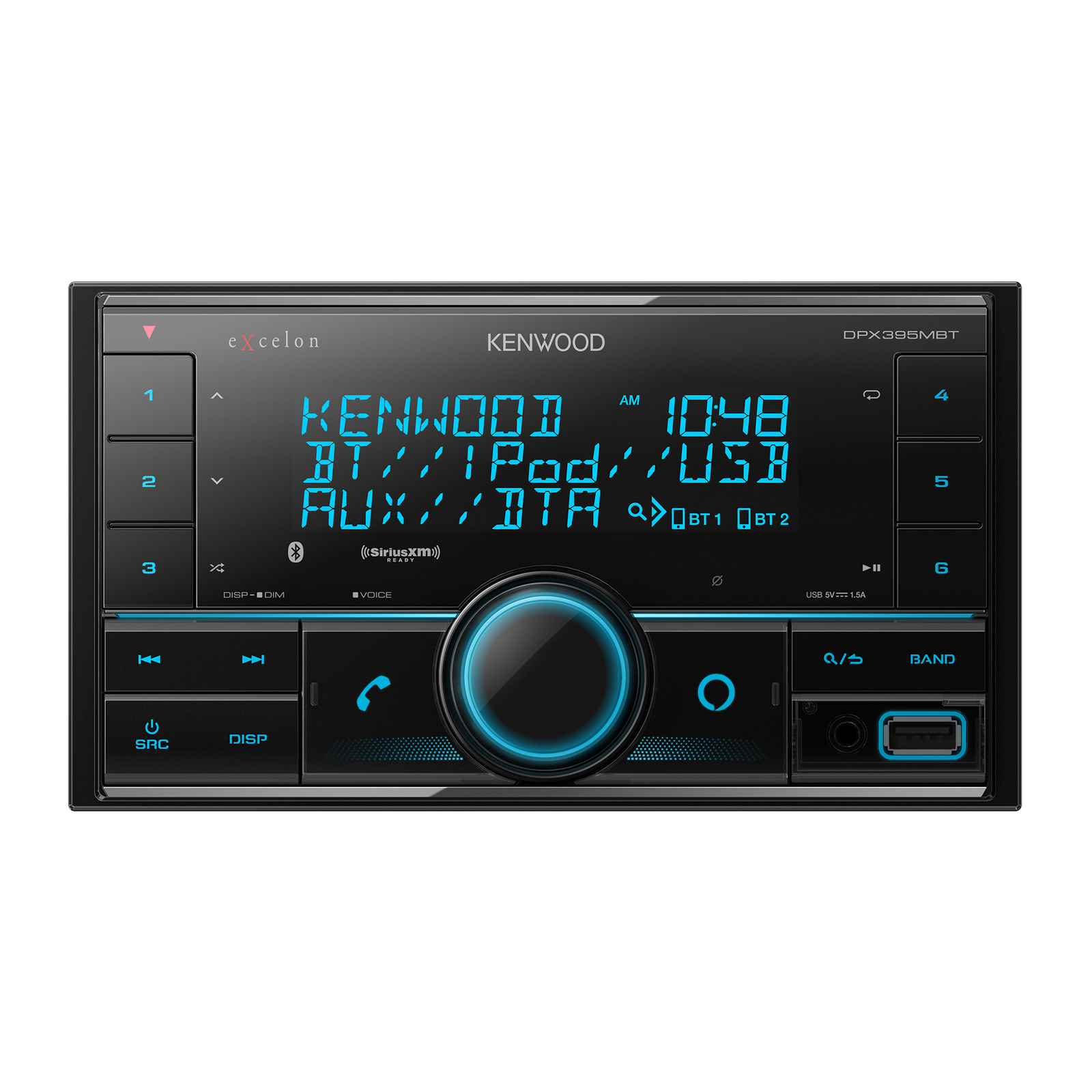 Kenwood DPX395MBT, Double DIN Bluetooth Digital Media Receiver w/ Front USB
