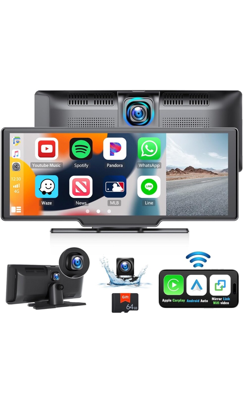 Portable Carplay Wireless Car Stereo Receiver, 9.3 inch car