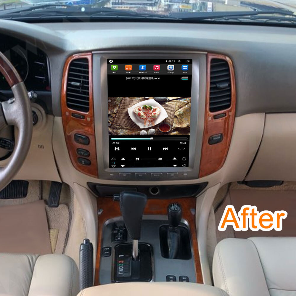 Multimedia Video Player Android 14 For Lexus LX470 2002-2007 Tesla Screen GPS BT