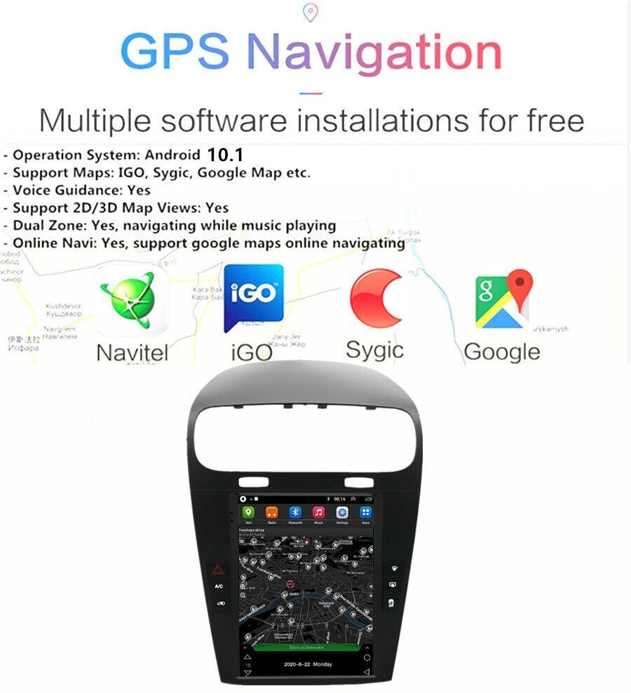 9.7″ Android Car Stereo Radio CarPlay GPS Maps Navi For Dodge Journey 2012-2020
