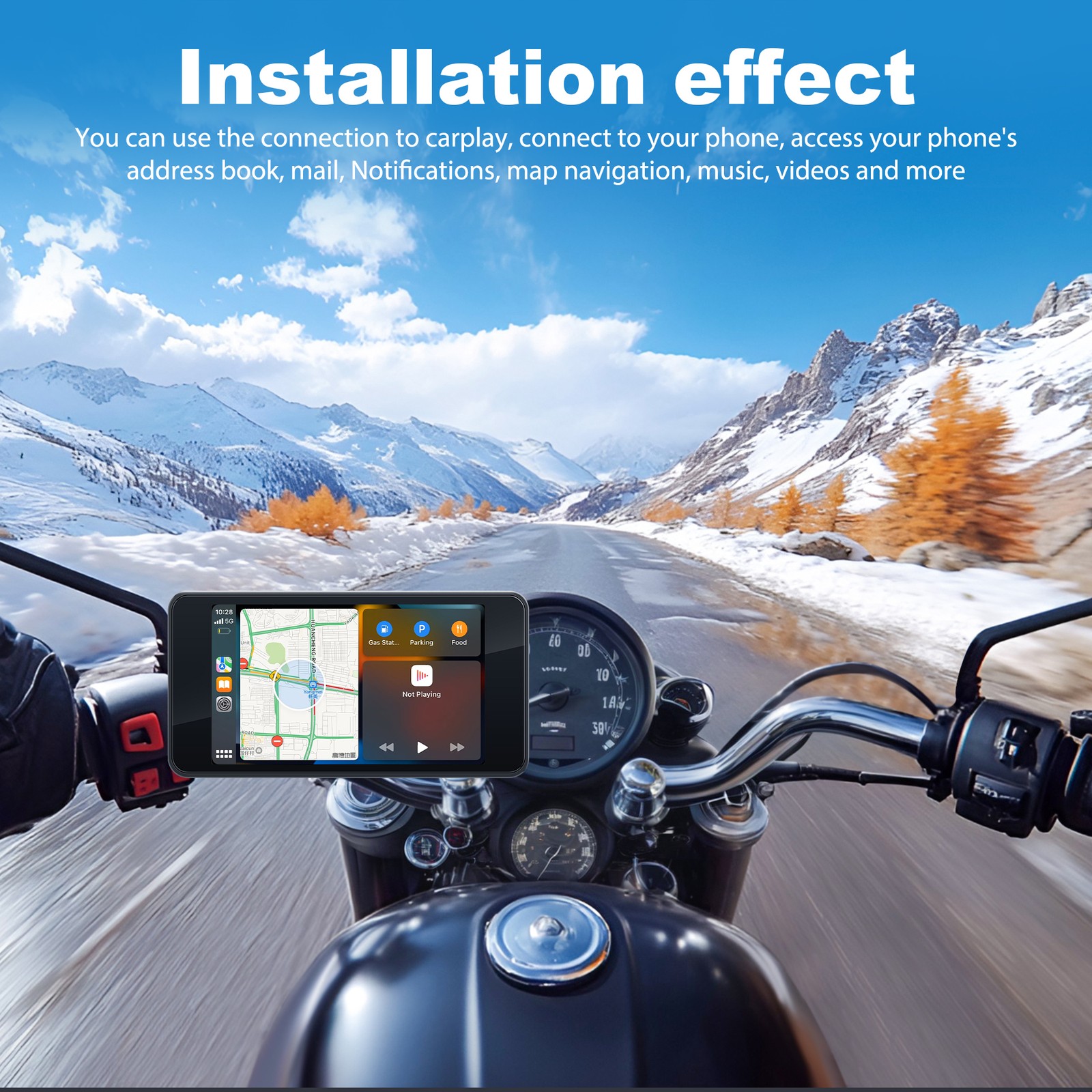 5″ WATERPROOF MOTORCYCLE NAVIGATOR PORTABLE WIRELESS CARPLAY ANDROID AUTO SCREEN
