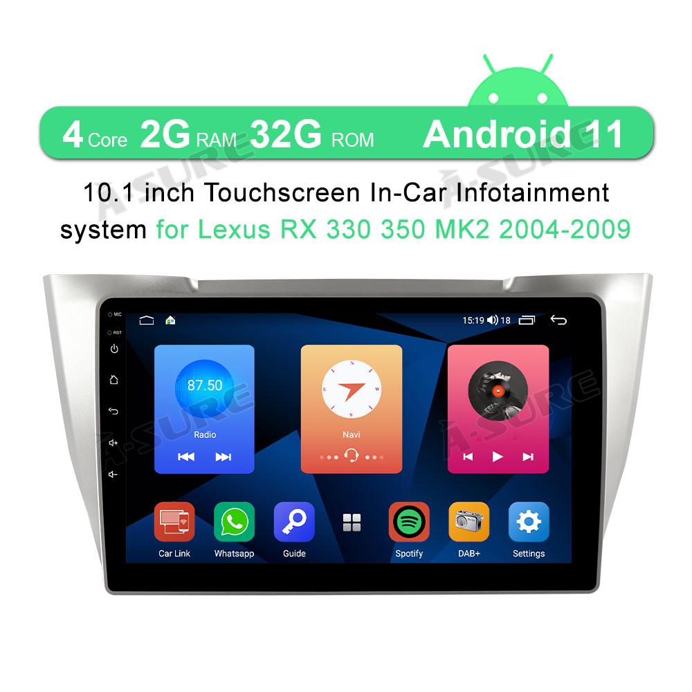Android 11 2+32GB Wireless CarPlay Car Radio Stereo GPS for Lexus RX330/350/400H