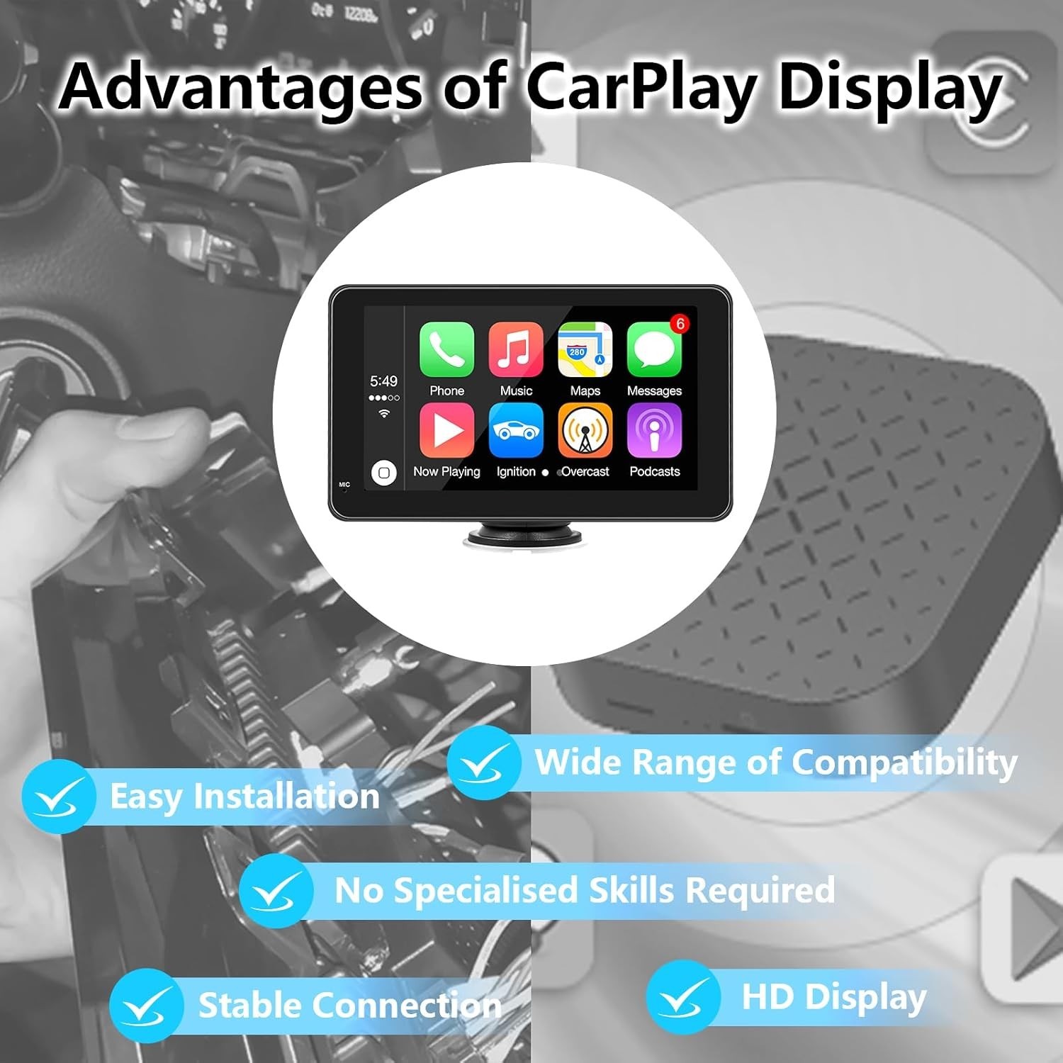 Car stereo 7 Inch Touch Screen Wireless CarPlay Android Auto Backup Camera