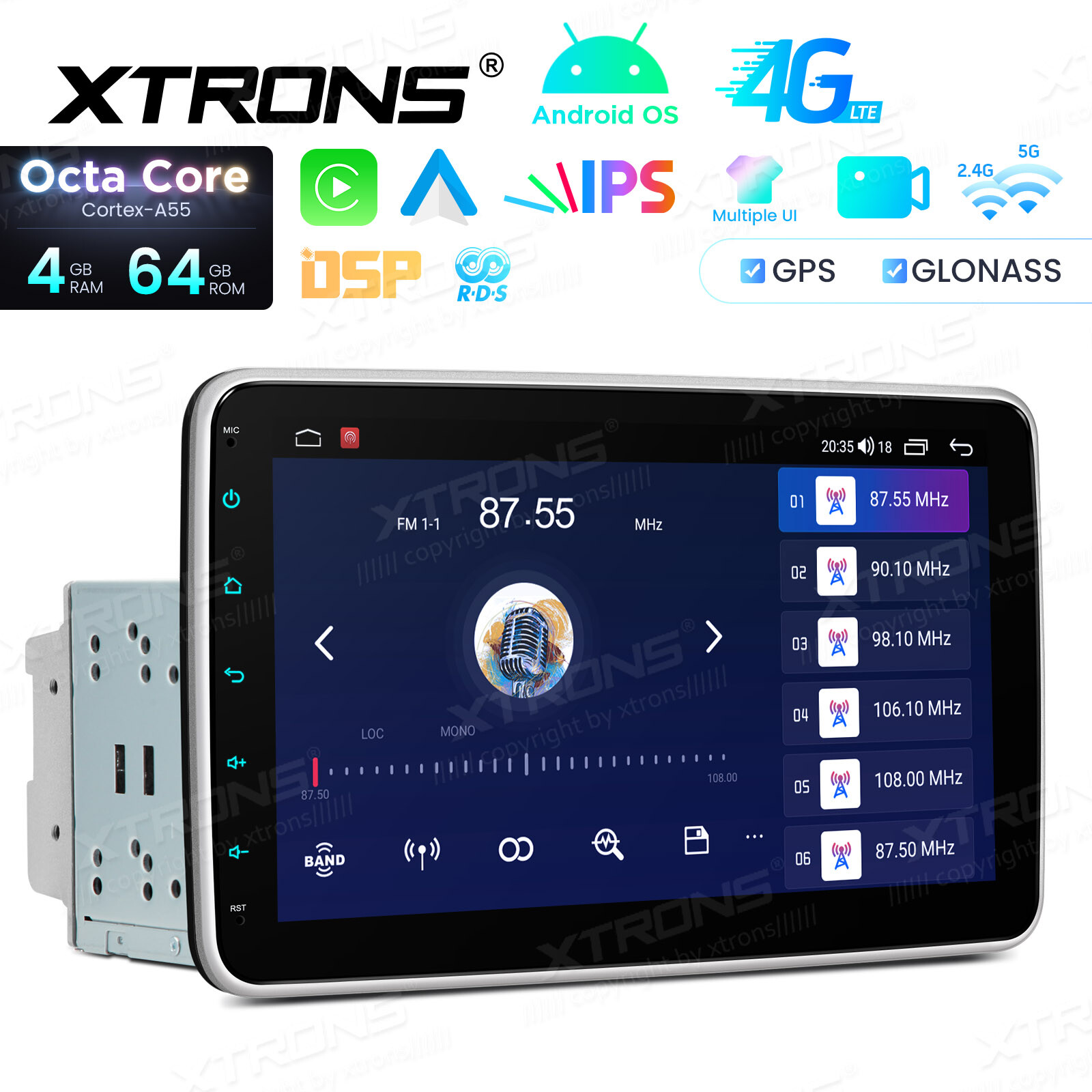 10.1″ Android 12 8-Core 4+64GB Car Stereo GPS DVD Radio Navi 4G LTE WiFi DSP IPS