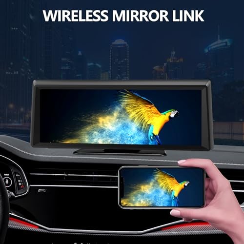 Wireless CarPlay Screen with 2K Dash Cam, 8.1″ Portable 8.1 Inch CarPlay