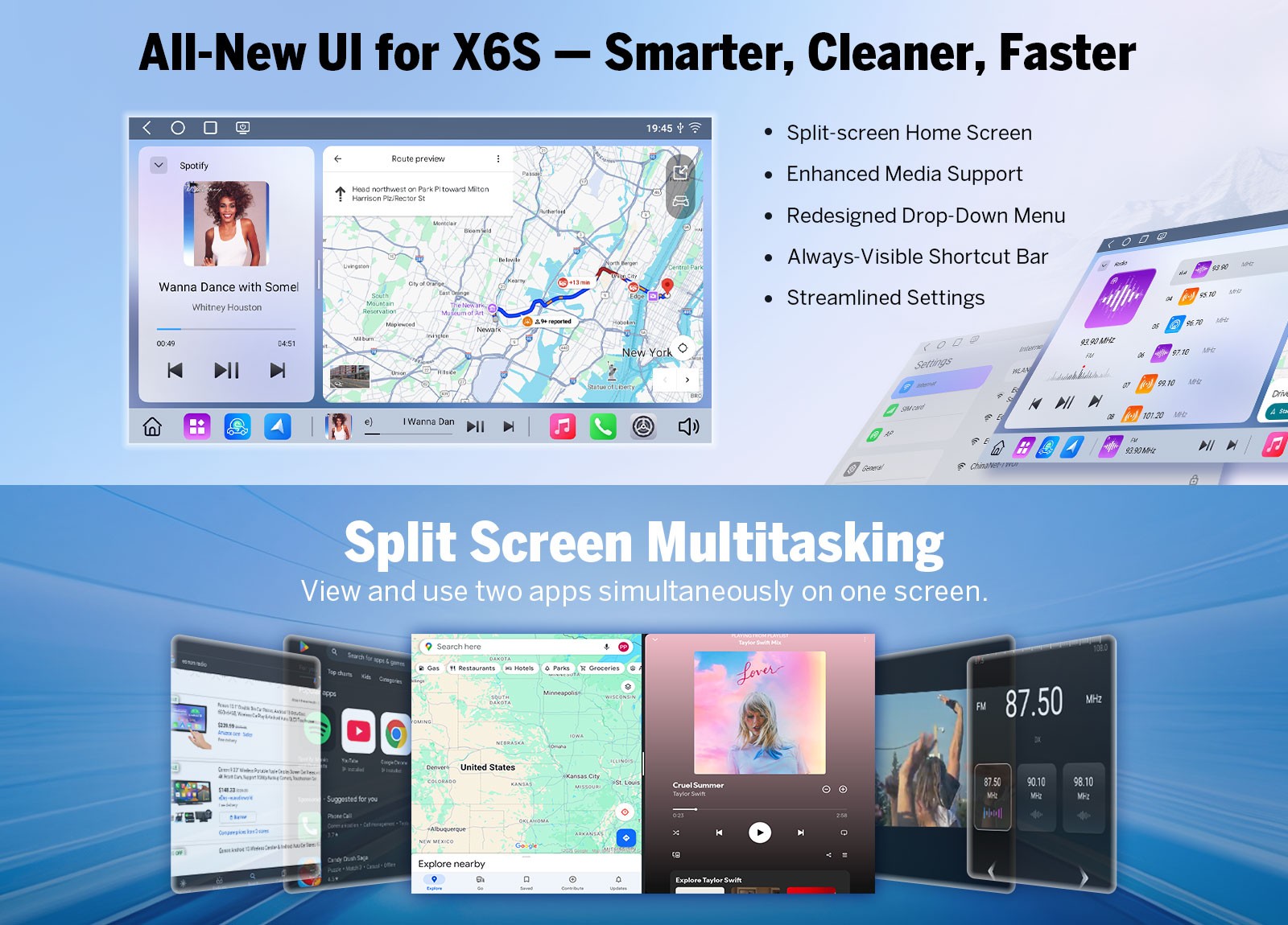 Eonon UX6S2 Car Stereo Radio CarPlay GPS 7″ QLED 6+64 Android 13 Double DIN WiFi