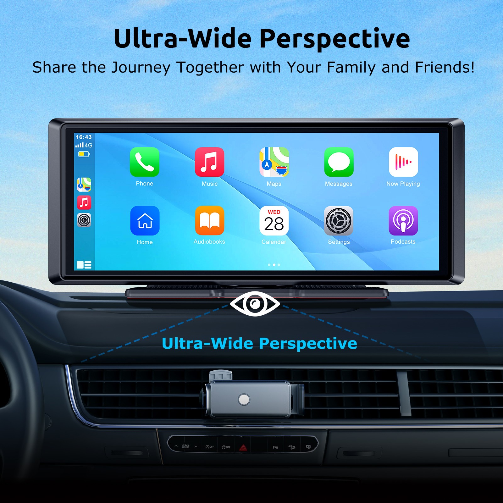 8.1″ Large Screen Portable Carplay Android Auto With Cam Car Stereo SAT NAV BT