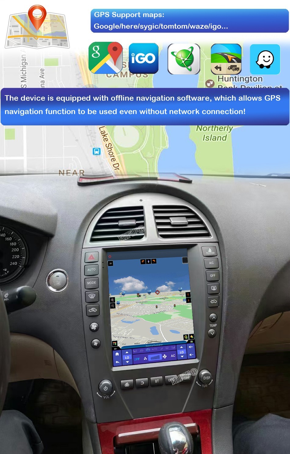 For Lexus ES ES240 ES300 ES330 ES350 2006-2012 For Tesla Style Screen Car Radio