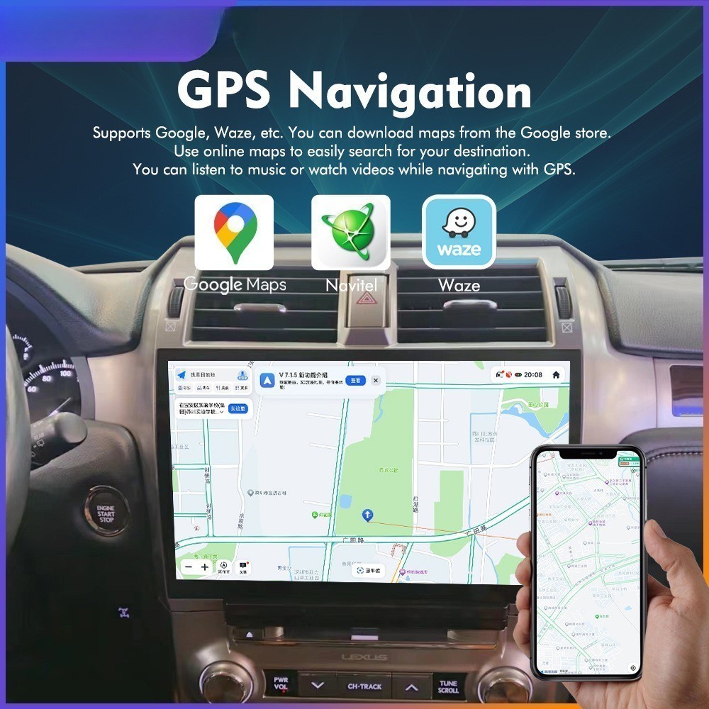 USED 13″ Android 14 Car Stereo Radio Carplay AHD GPS Navi For Lexus GX400 GX460