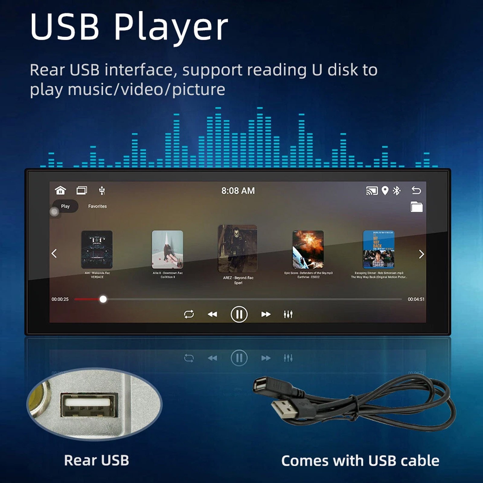 1 Din Car Stereo Radio Android 12 FM Player 2+32G GPS Navi WiFi Bluetooth 6.86in
