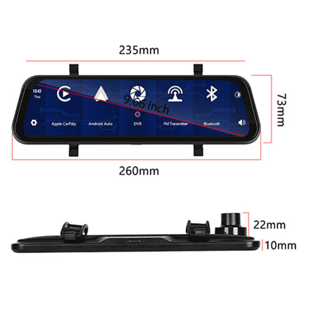 Portable Wireless CarPlay 9.66″Android Auto With Front Camera And Back-up Camera