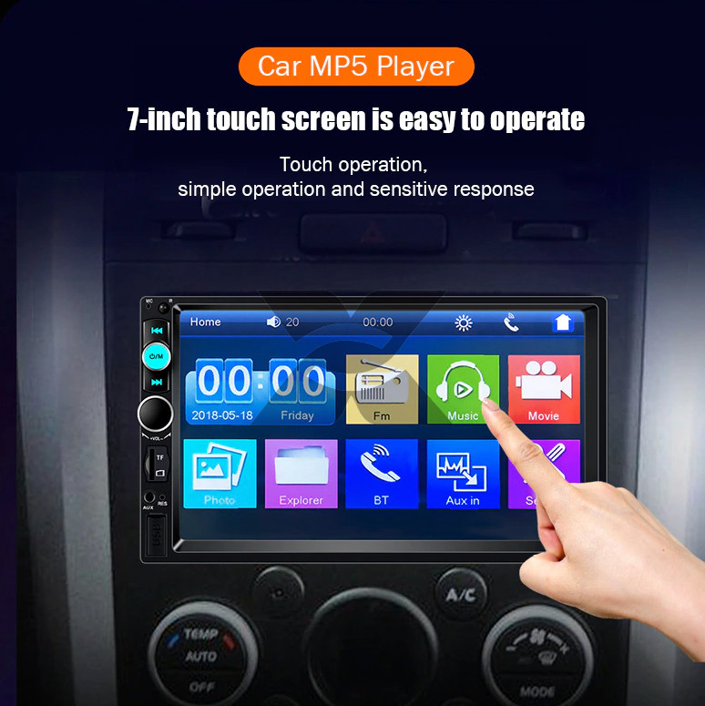 Double 2 DIN Car MP5 Player 7″ Bluetooth Touch Screen Stereo Radio With Camera