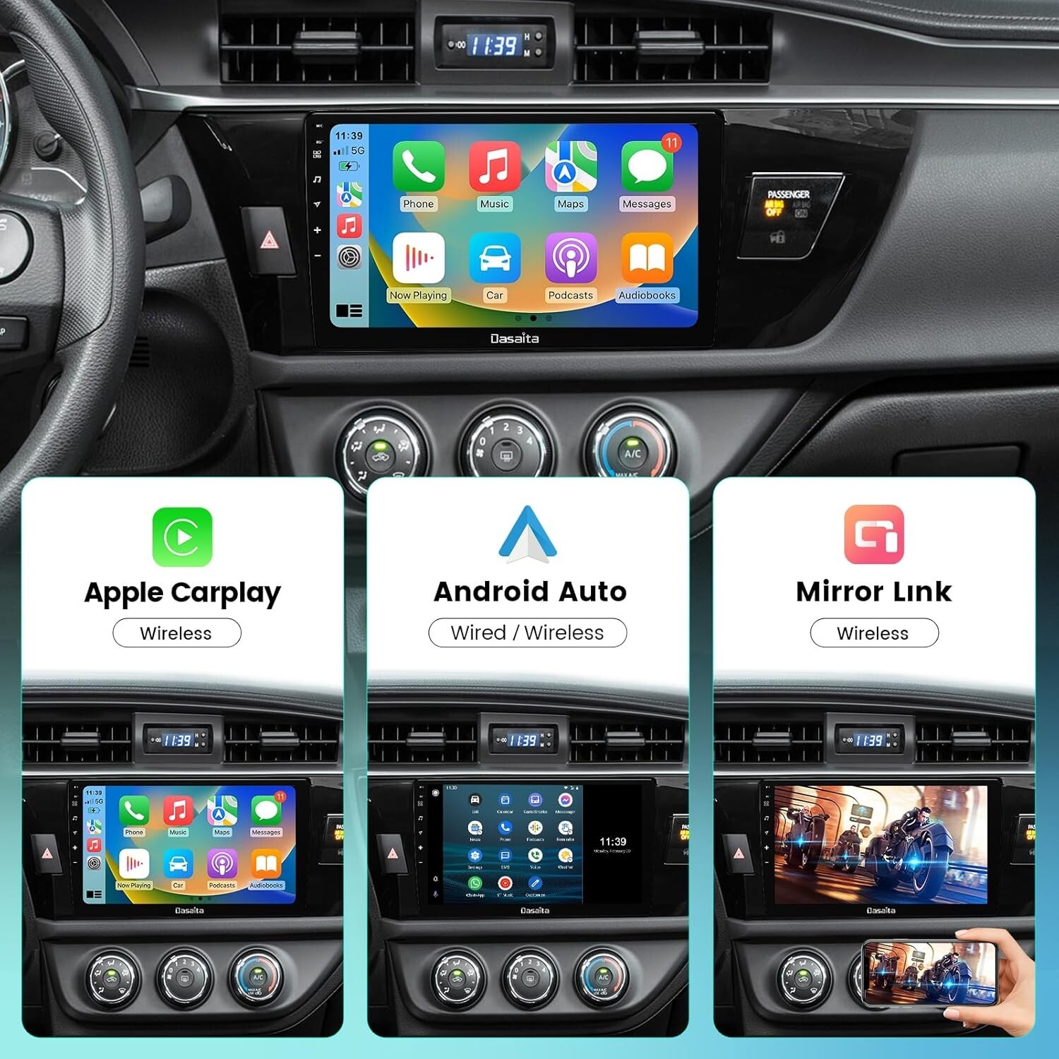 Roadanvi 10.2″ Car Stereo for 2014-2016 Toyota Corolla with WiFi 5.0 4G LTE